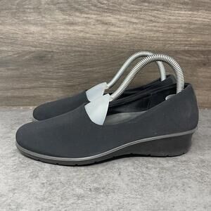 ECCO Felicia Stretch Loafers Womens Size 7 (37) Black Comfort Slip On Wedge